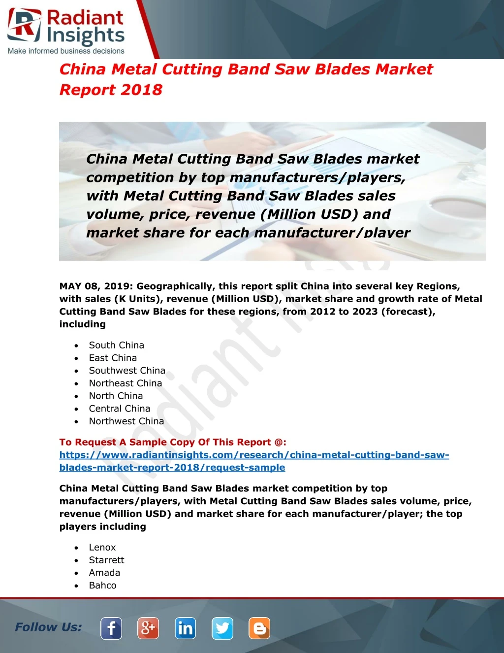 china metal cutting band saw blades market report