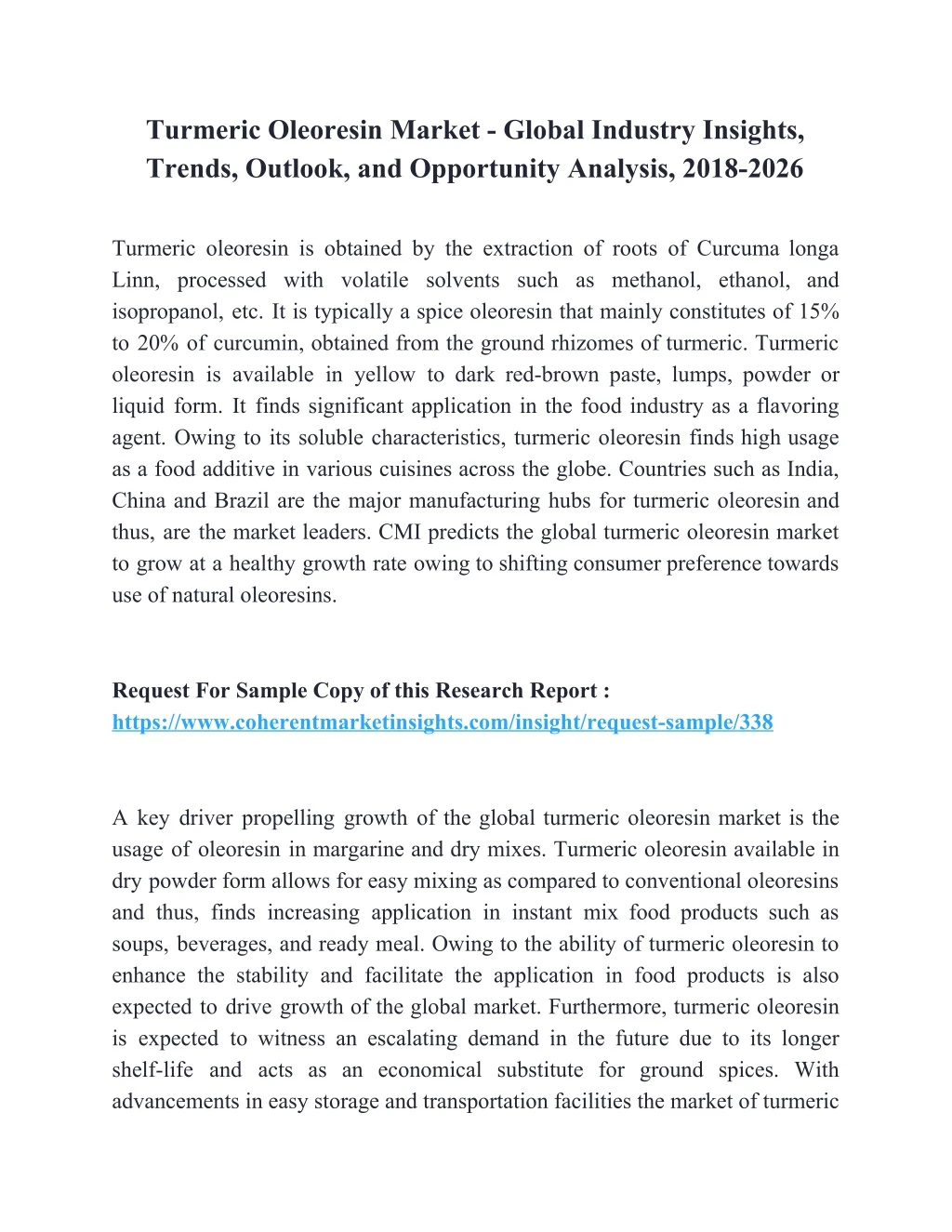 turmeric oleoresin market global industry