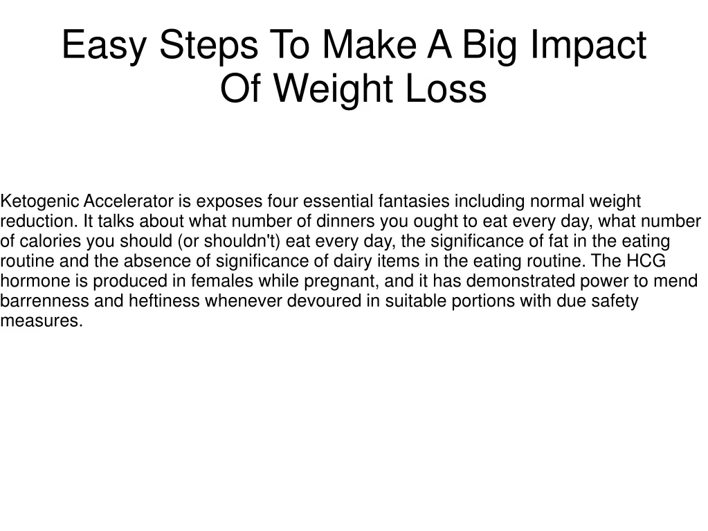 easy steps to make a big impact of weight loss