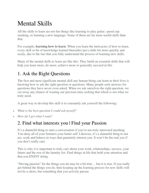 15 Mental Skills to Learn | Mohali Karan Arora
