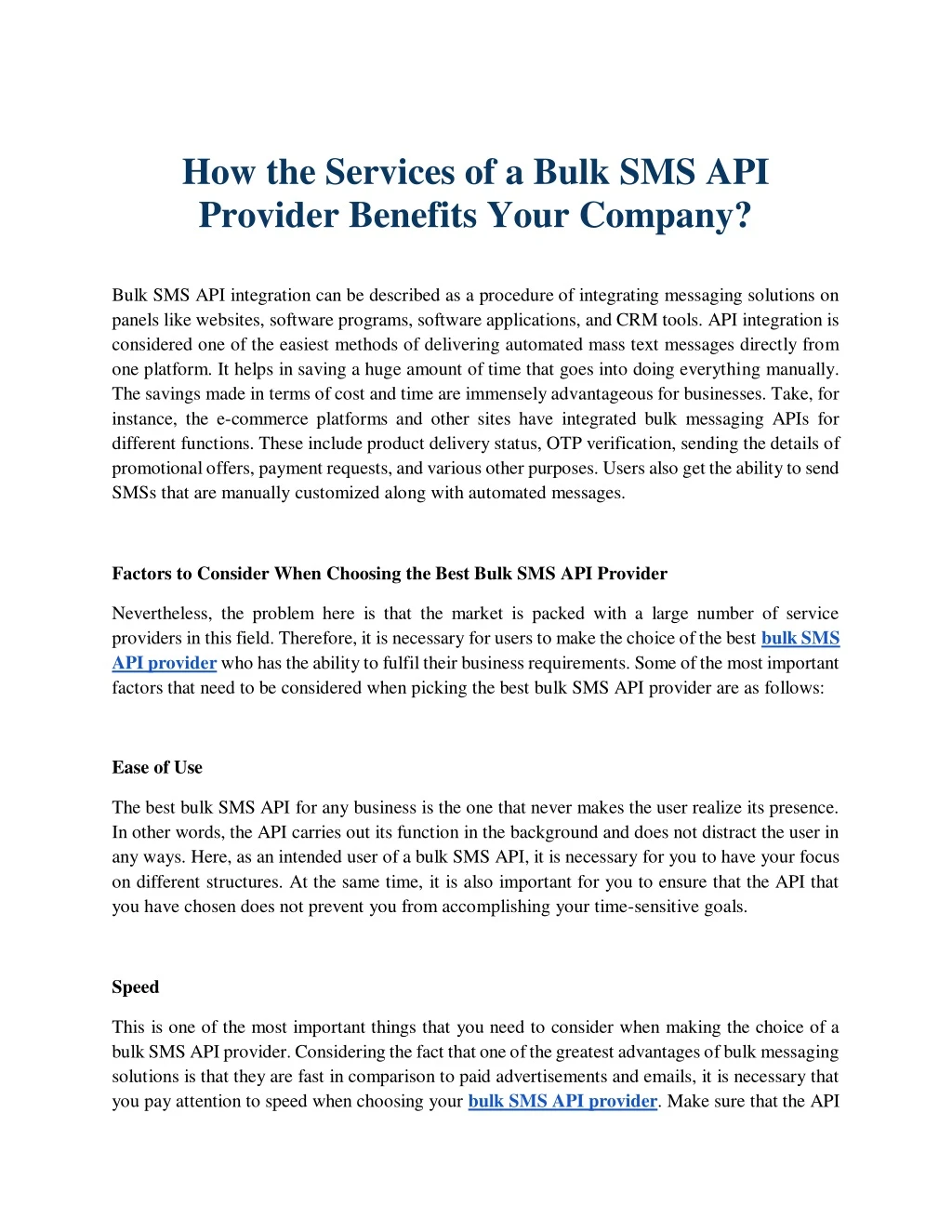 how the services of a bulk sms api provider