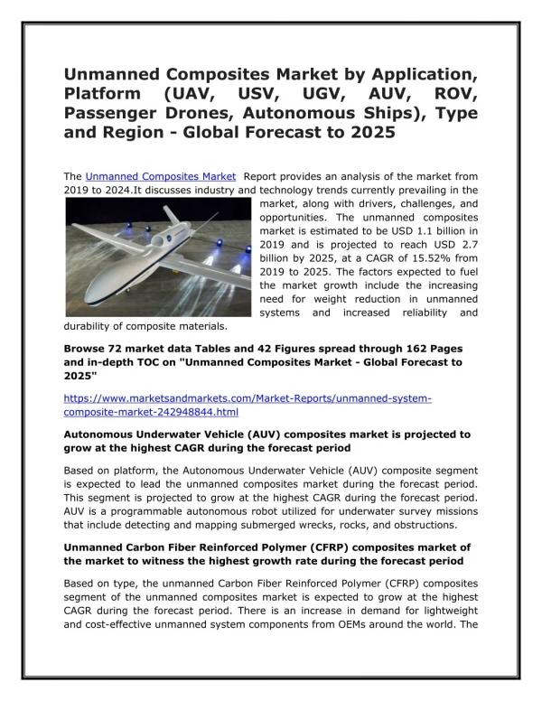 Unmanned Composites Market- Global Forecast to 2025