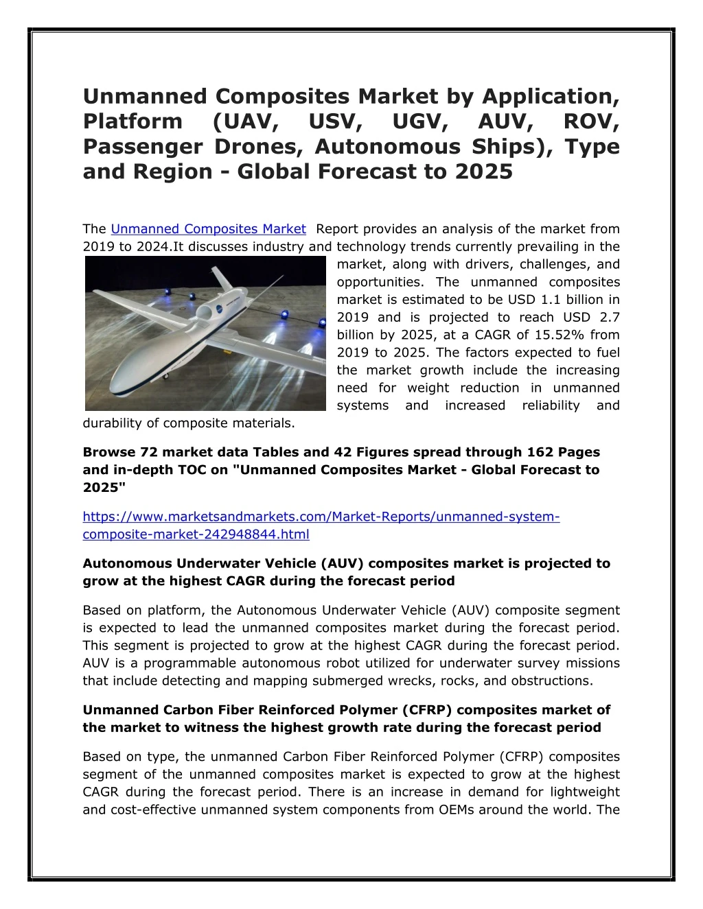unmanned composites market by application