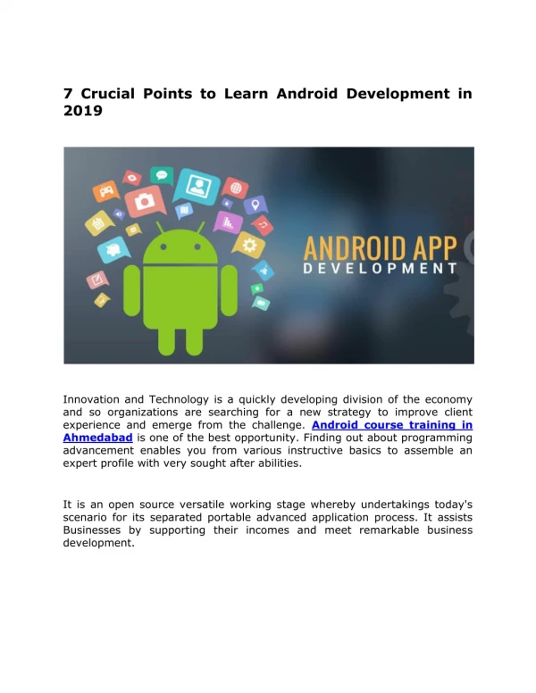 7 Crucial Points to Learn Android Development in 2019