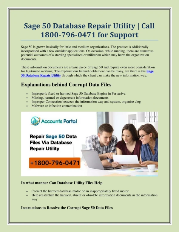 Sage 50 Database Repair Utility | Call 1800-796-0471 for Support