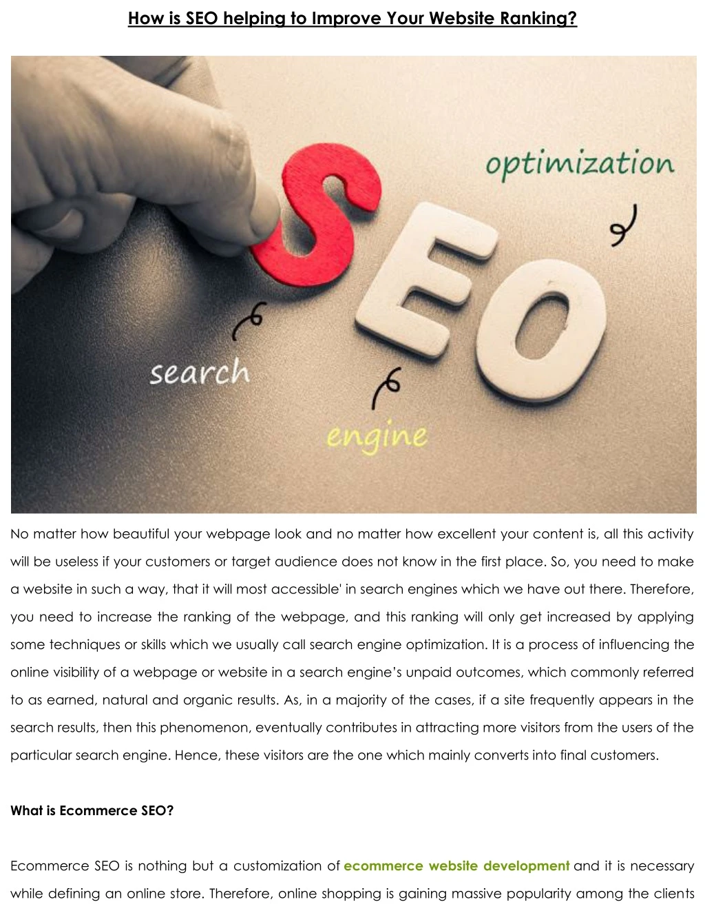 how is seo helping to improve your website ranking