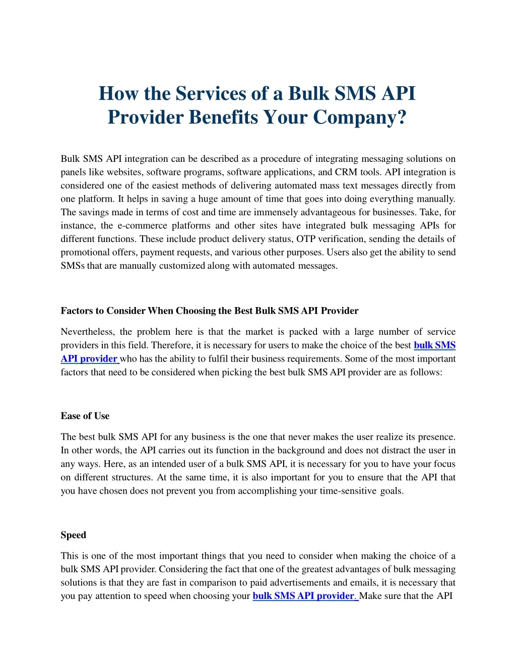 how the services of a bulk sms api provider benefits your company