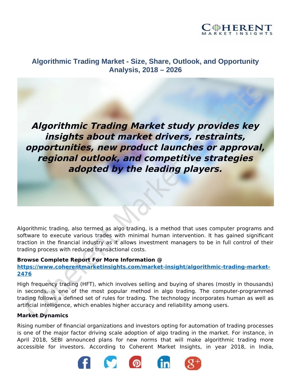 algorithmic trading market size share outlook