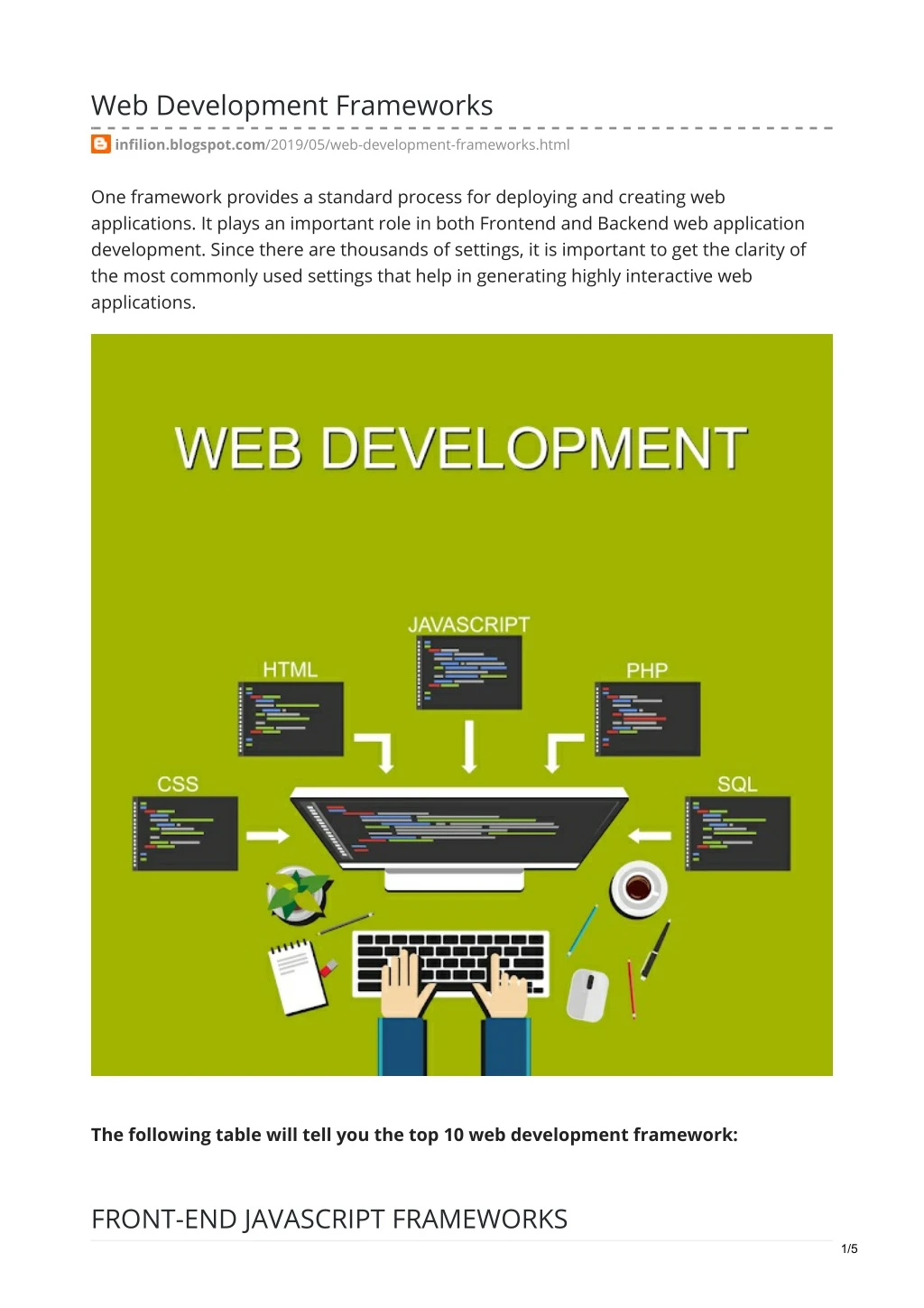 web development frameworks