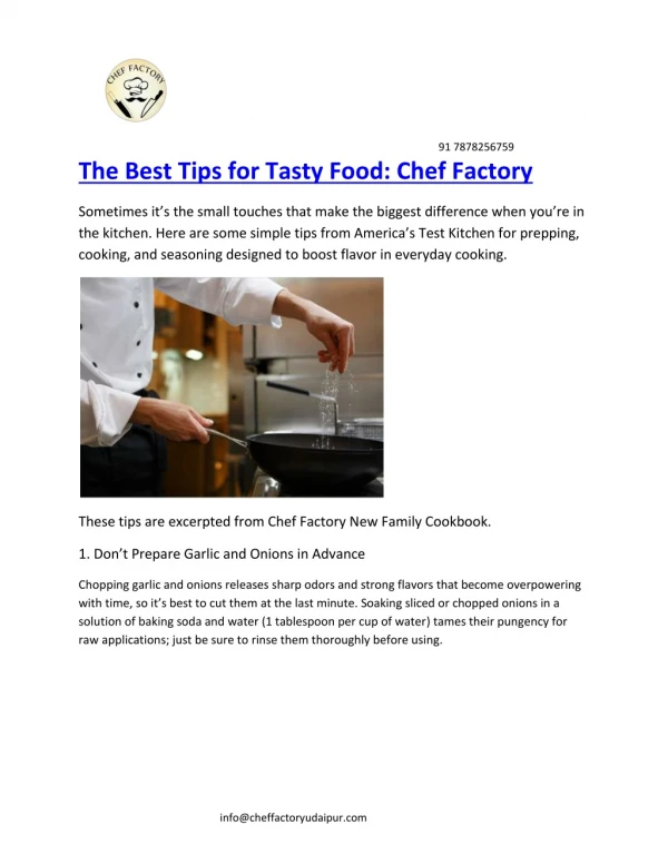 The Best Tips for Tasty Food: Chef Factory