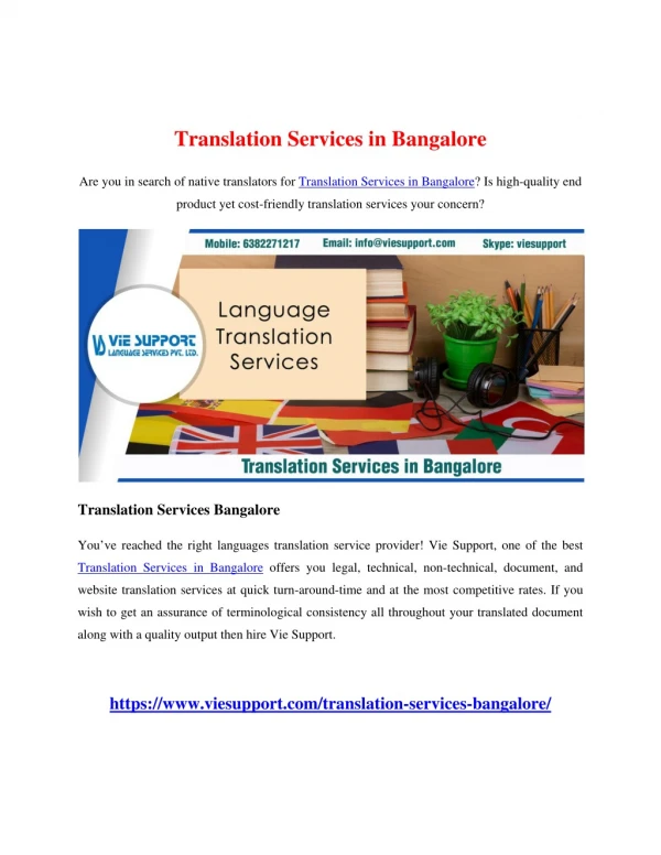 Translation Services in Bangalore