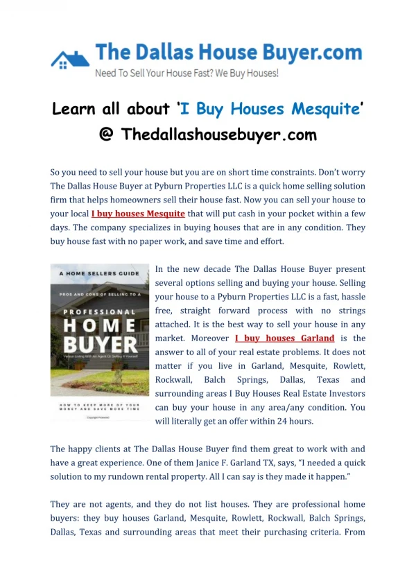 I Buy Houses Mesquite - Thedallashousebuyer