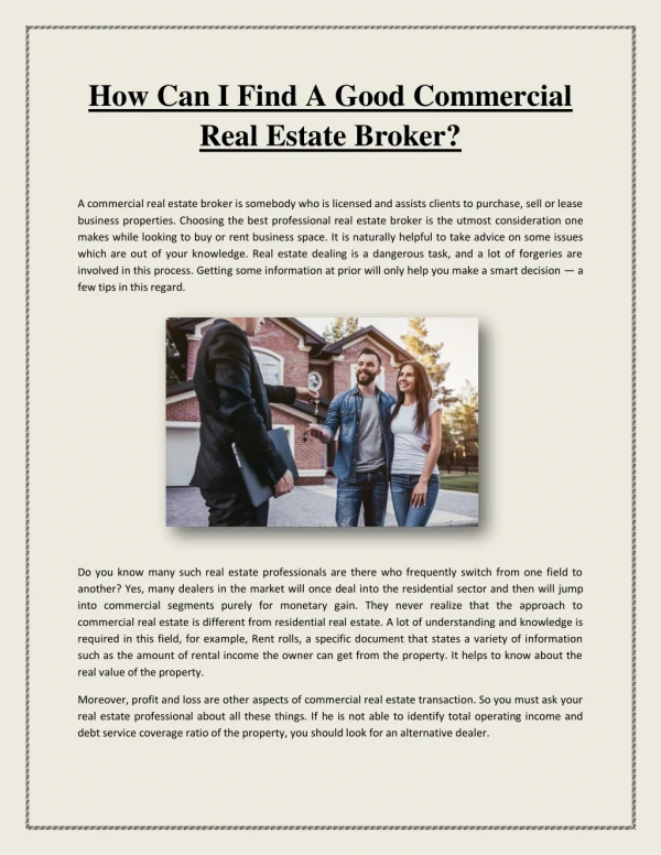 How Can I Find A Good Commercial Real Estate Broker?