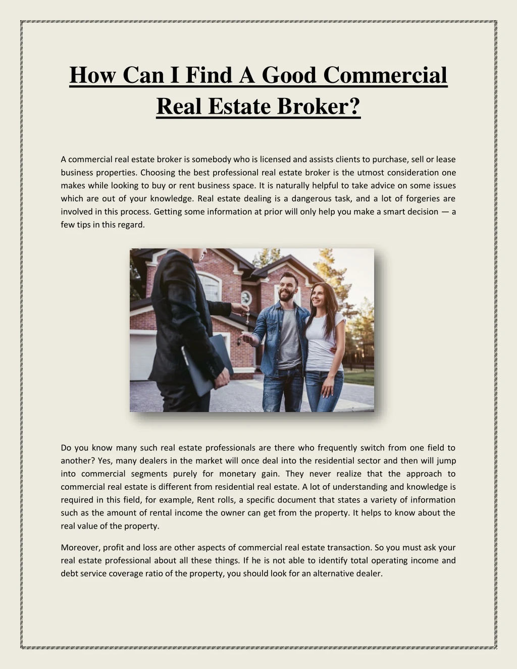 how can i find a good commercial real estate