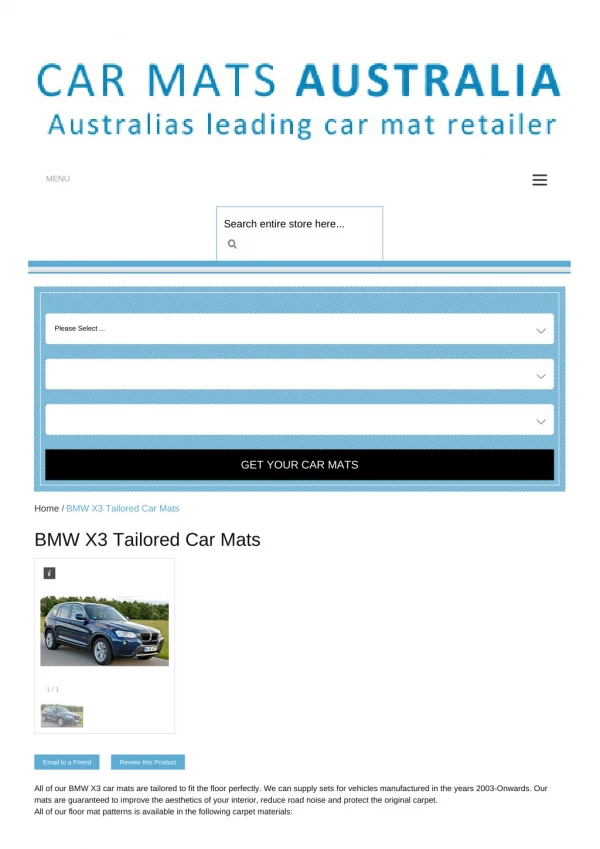 Tailored BMW X3 Car Mats – Custom Car Mats | Rubber Car Mats