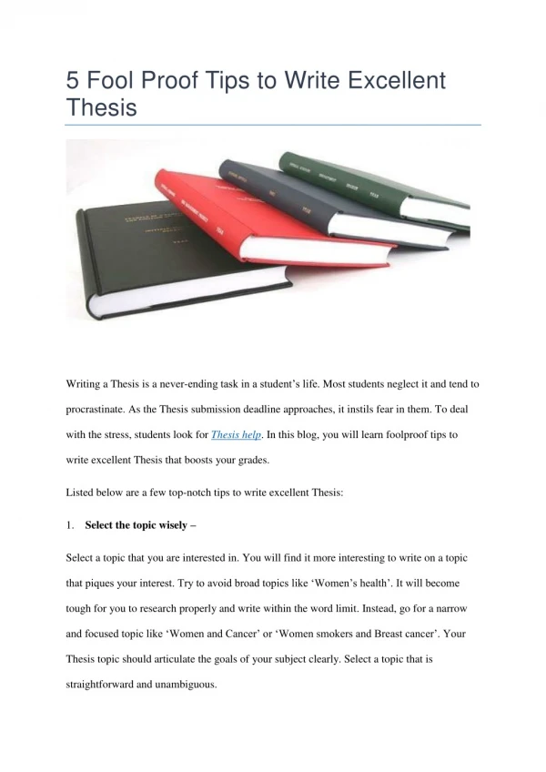 Thesis Writing Tips