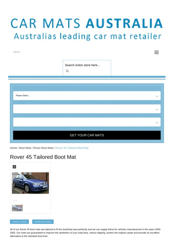 Tailored Rover 45 Boot Mats – Rubber Boot Mats | Car Boot Liners