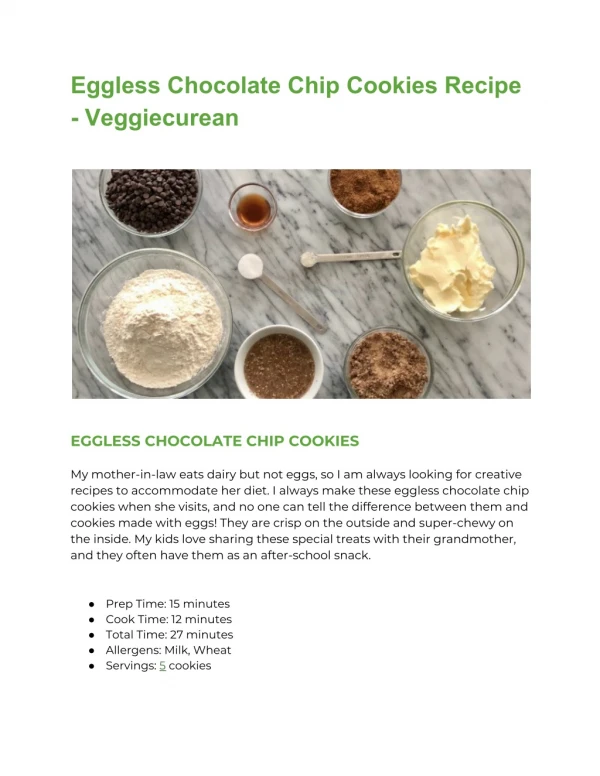 Eggless Chocolate Chip Cookies Recipe - Veggiecurean