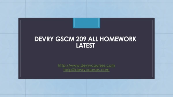 DEvry GSCM 209 All Homework Latest