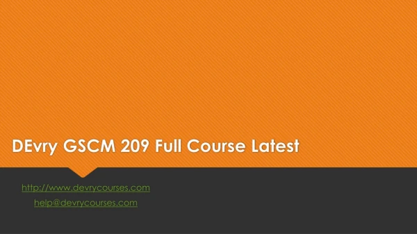 DEvry GSCM 209 Full Course Latest