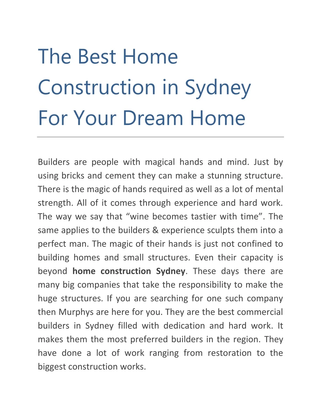 the best home construction in sydney for your