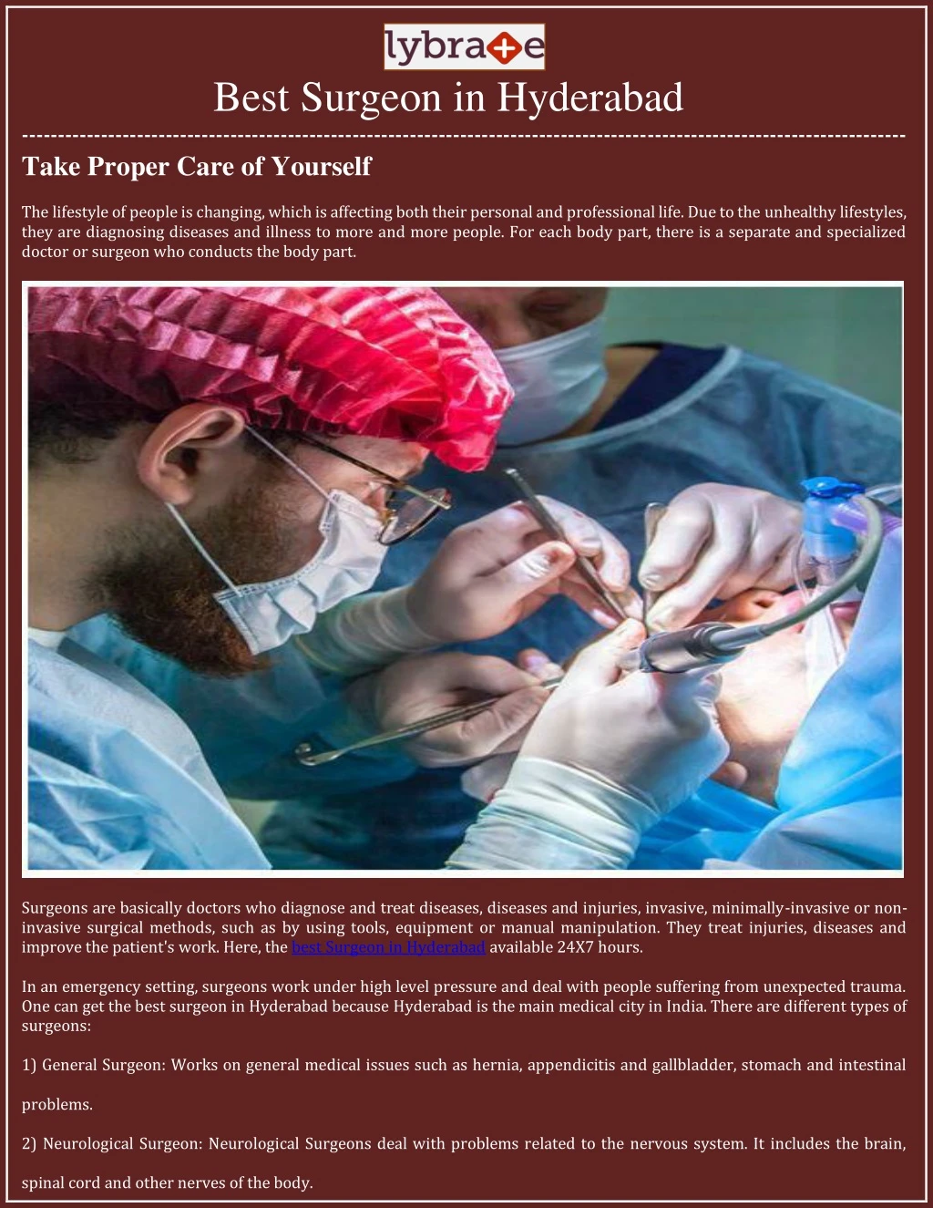 best surgeon in hyderabad take proper care