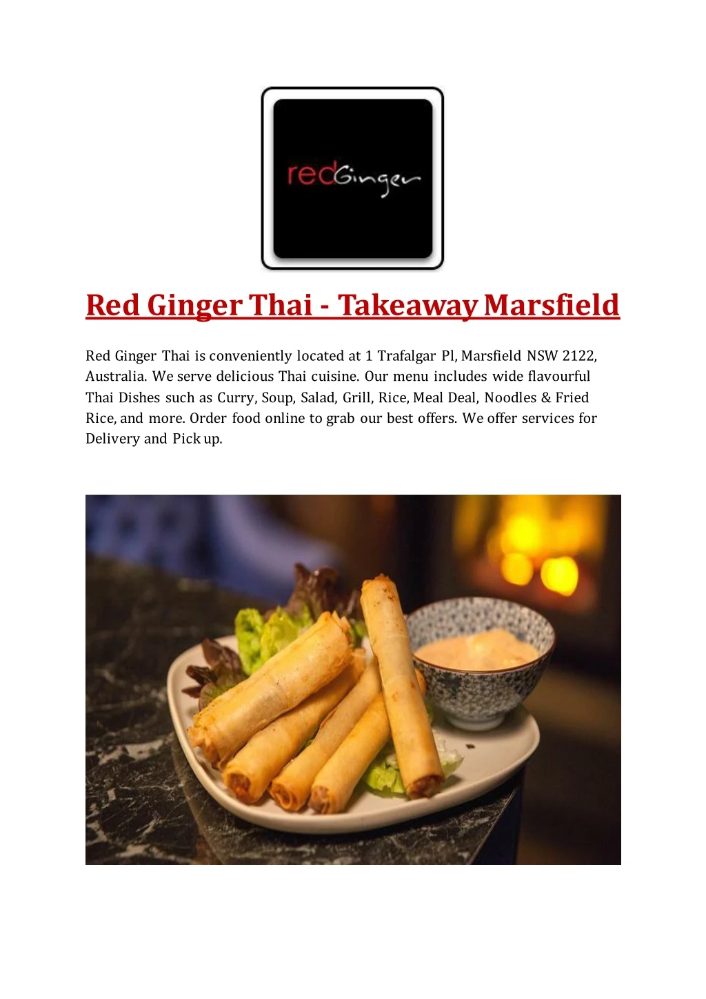 red ginger thai takeaway marsfield red ginger