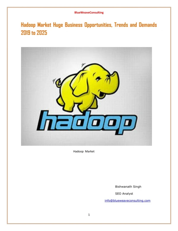 Hadoop Market Huge Business Opportunities, Trends and Demands 2019 to 2025