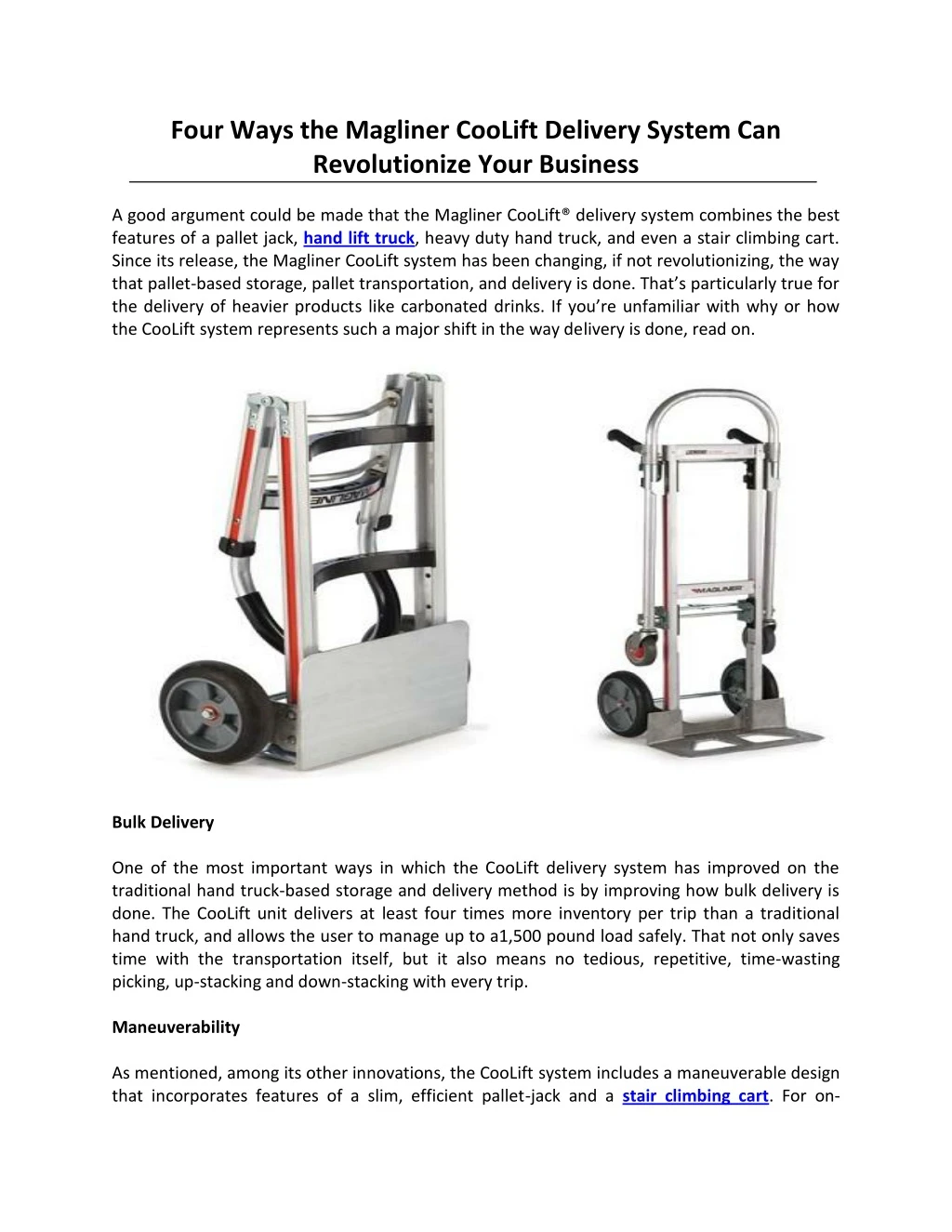 four ways the magliner coolift delivery system