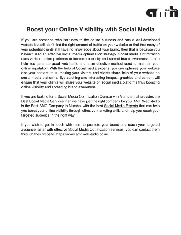 Boost your Online Visibility with Social Media