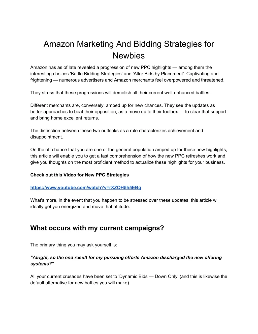 amazon marketing and bidding strategies
