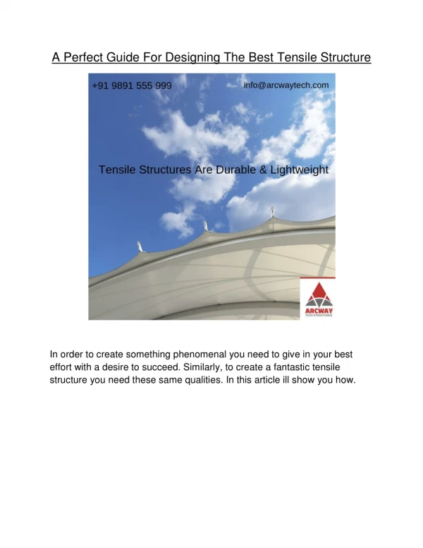 A Perfect Guide For Designing The Best Tensile Structure