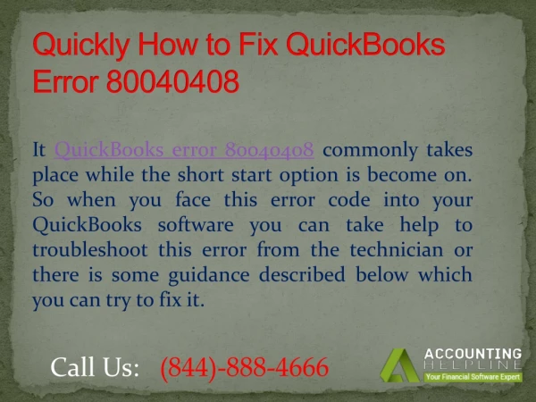 How to Fix QuickBooks Error 80040408