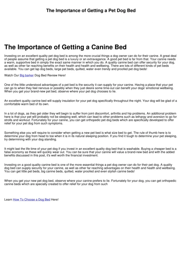 The Importance of Getting a Pet Bed