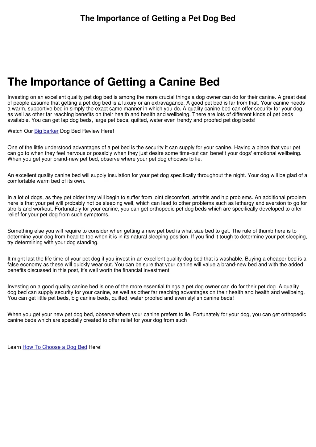 the importance of getting a pet dog bed