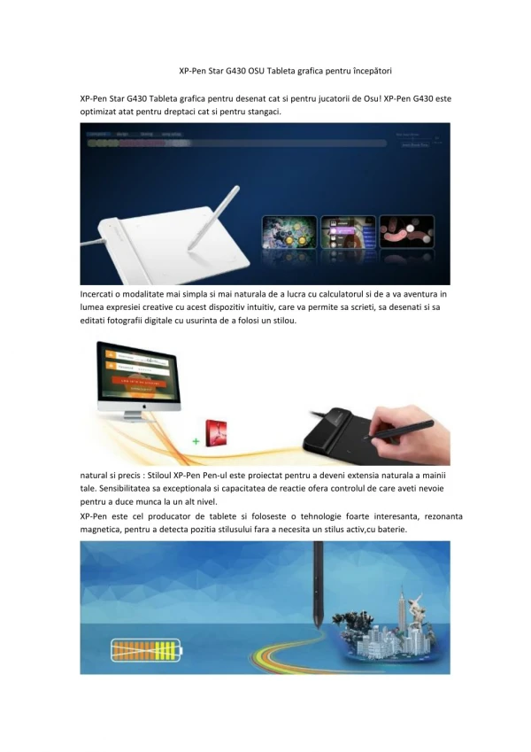 XP-Pen Star G430 OSU Tableta grafica pentru începători