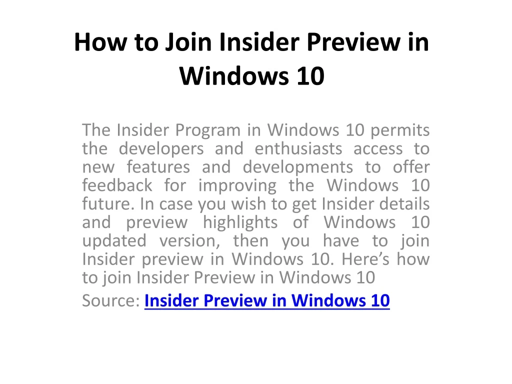 how to join insider preview in windows 10