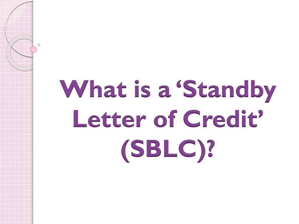 what is a standby letter of credit sblc