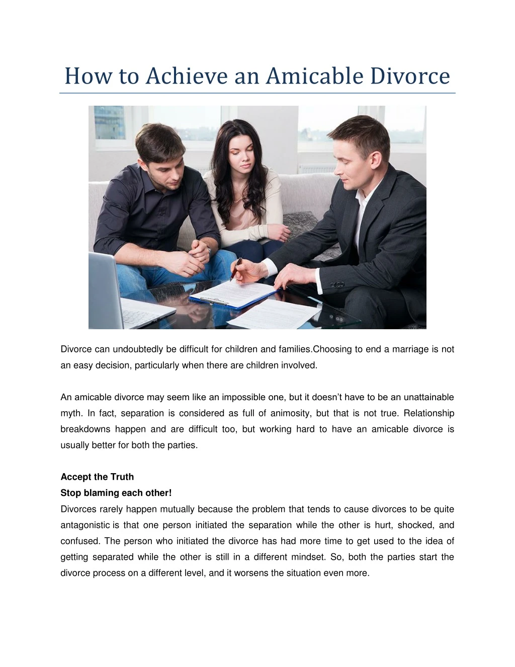 how to achieve an amicable divorce