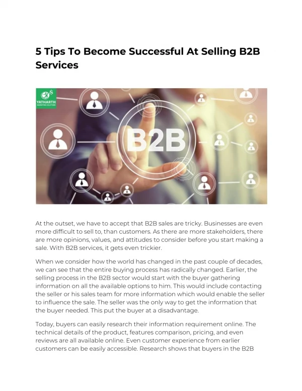 5 Tips To Become Successful At Selling B2B Services