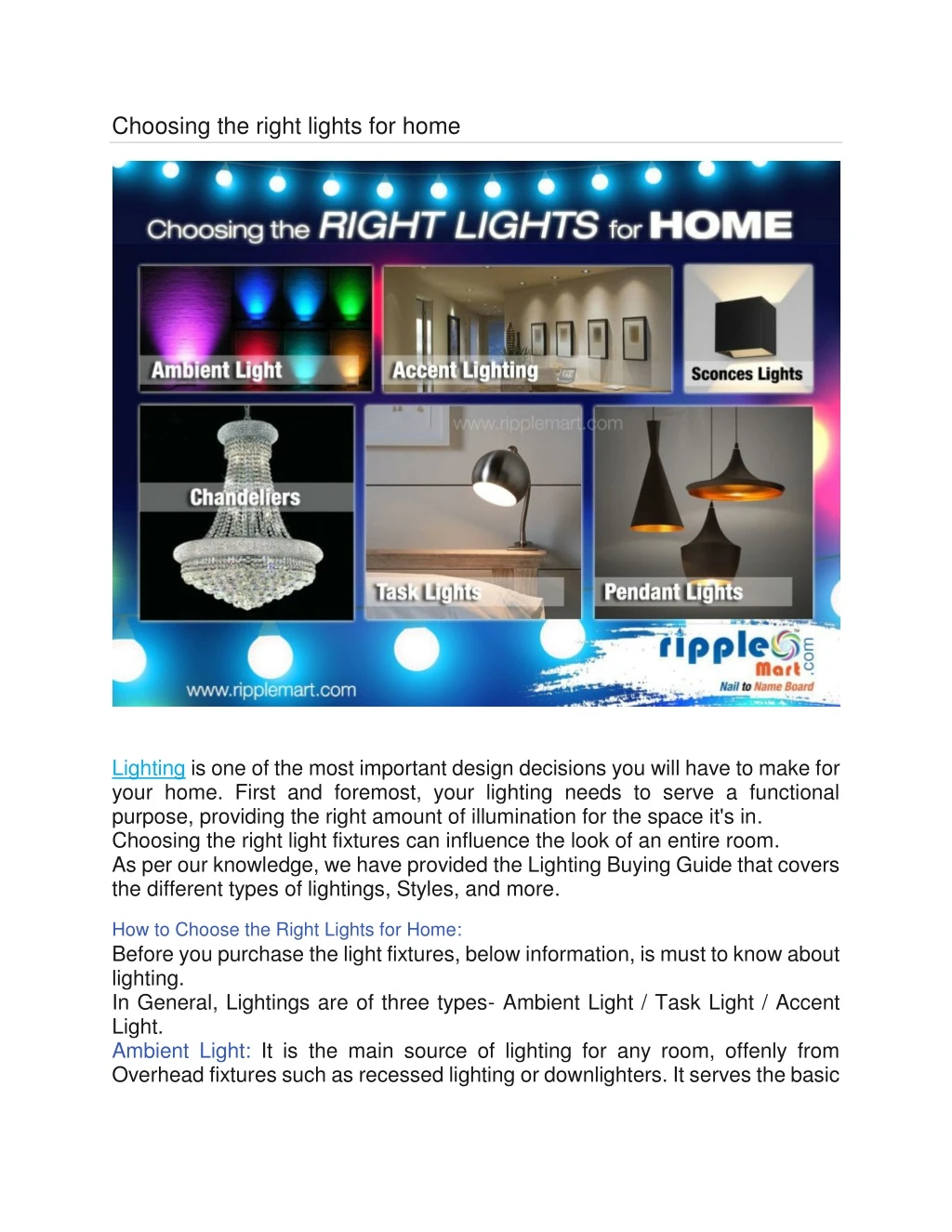 choosing the right lights for home