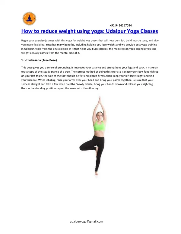 How to reduce weight using yoga: Udaipur Yoga Classes