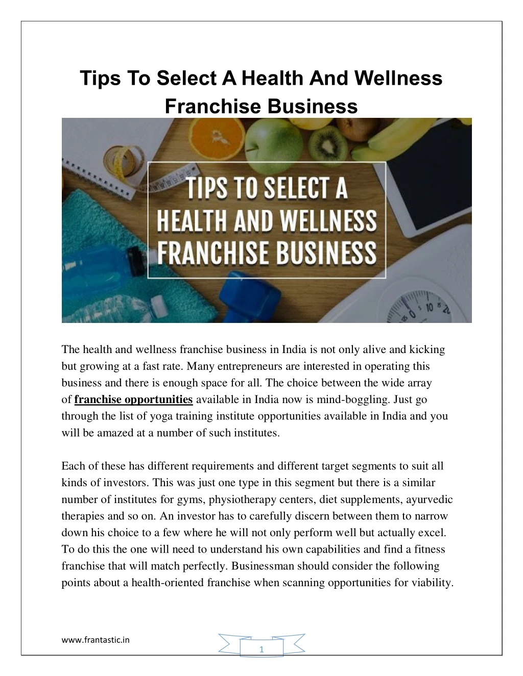 tips to select a health and wellness franchise