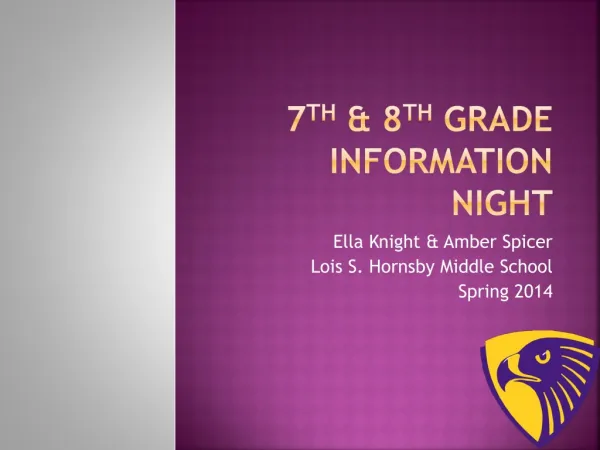 7 th &amp; 8 th Grade Information night