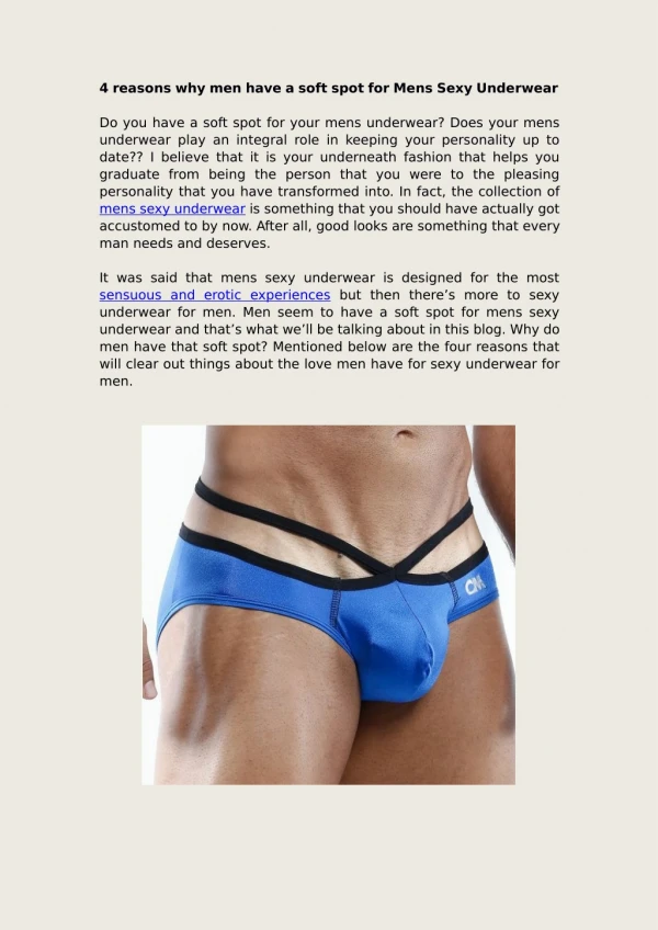 4 reasons why men have a soft spot for mens sexy underwear