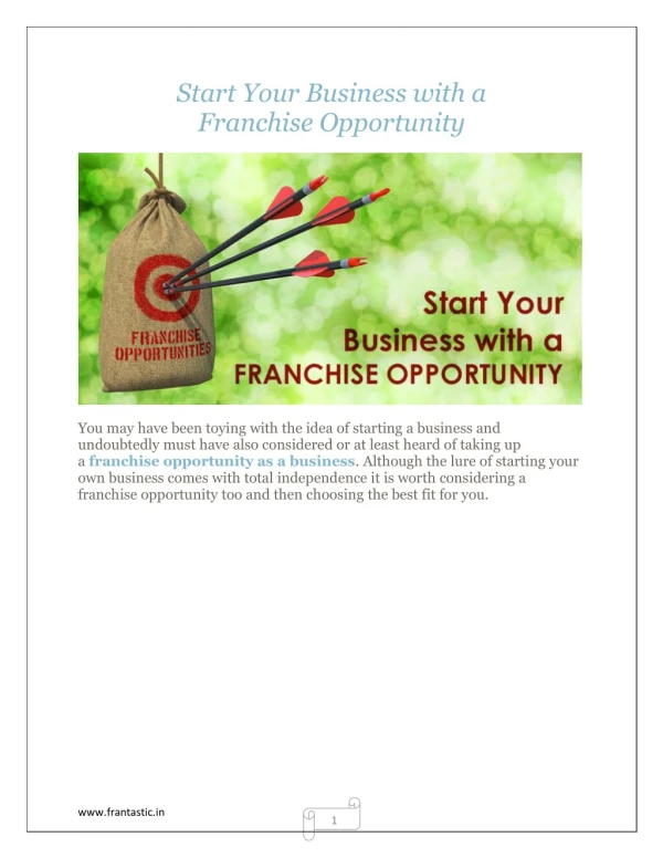 Start Your Business with a Franchise Opportunity