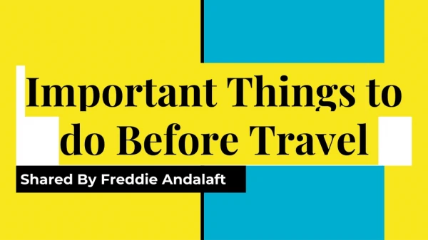 Freddie Andalaft: 6 Things to do Before Travel