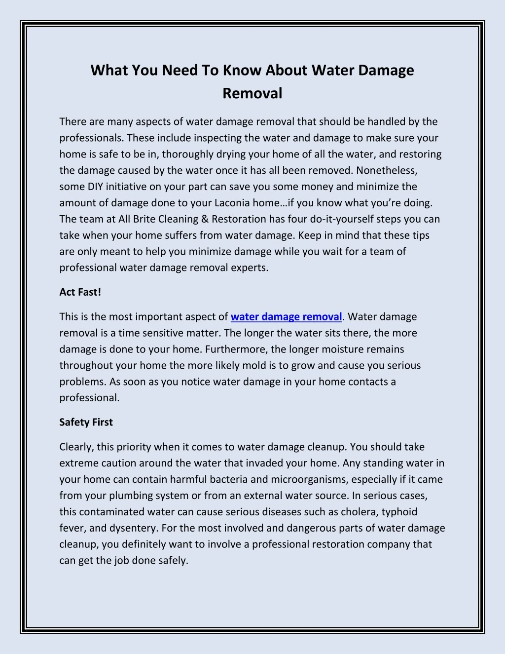 what you need to know about water damage removal