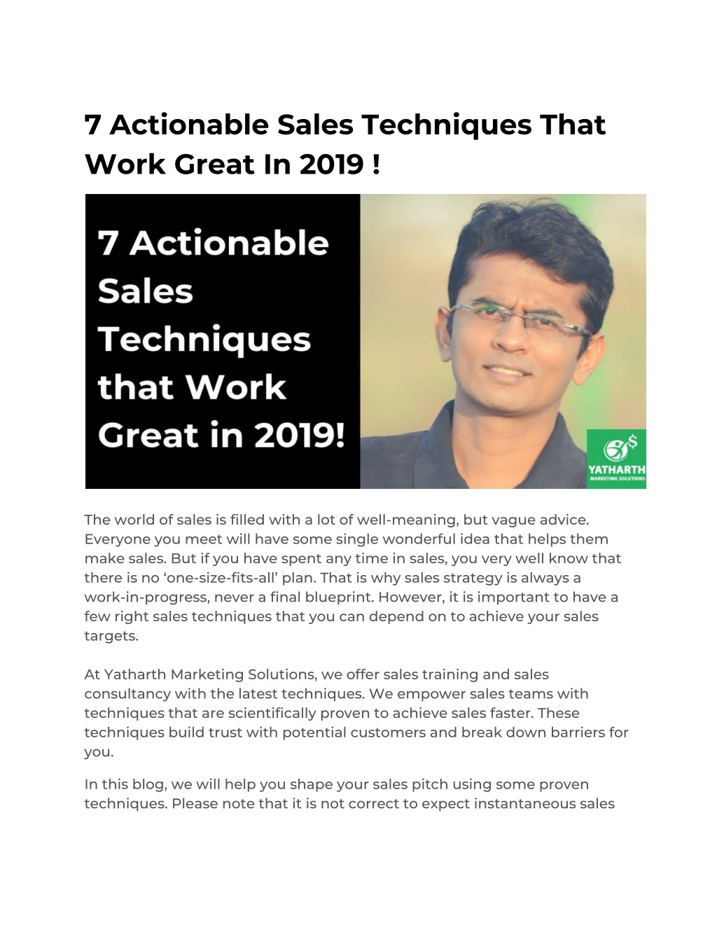 7 actionable sales techniques that work great