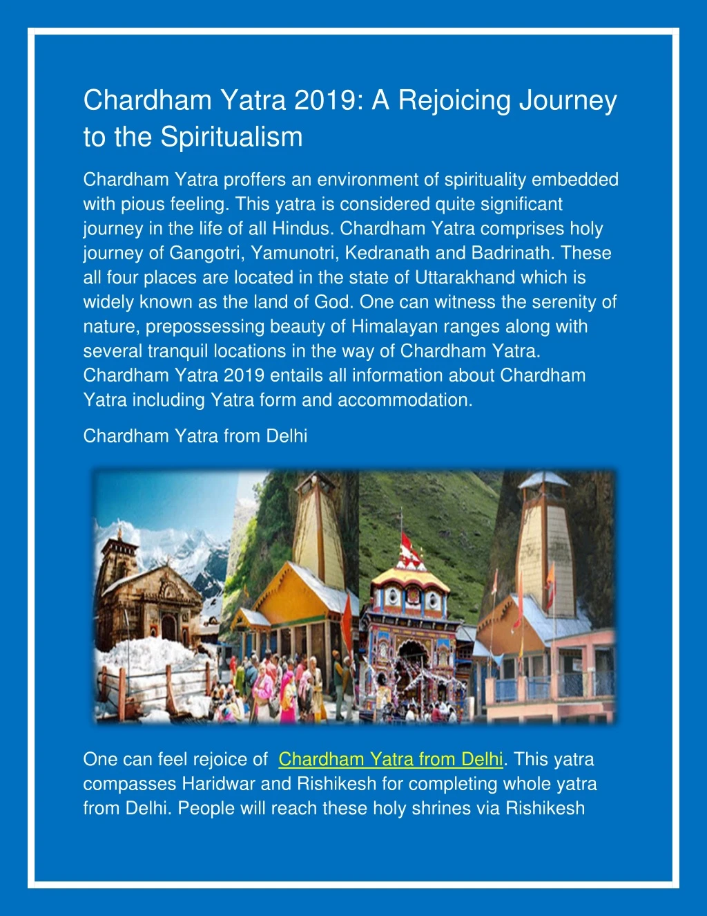 chardham yatra 2019 a rejoicing journey